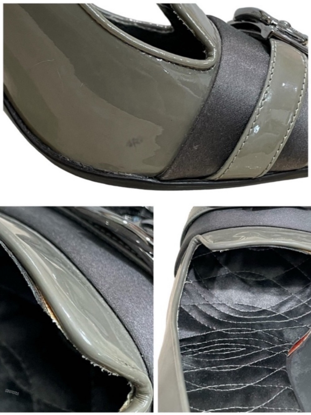 GUCCI Olive Green Gray Patent Leather Buckle Pumps US 10 B - Picture 12 of 14